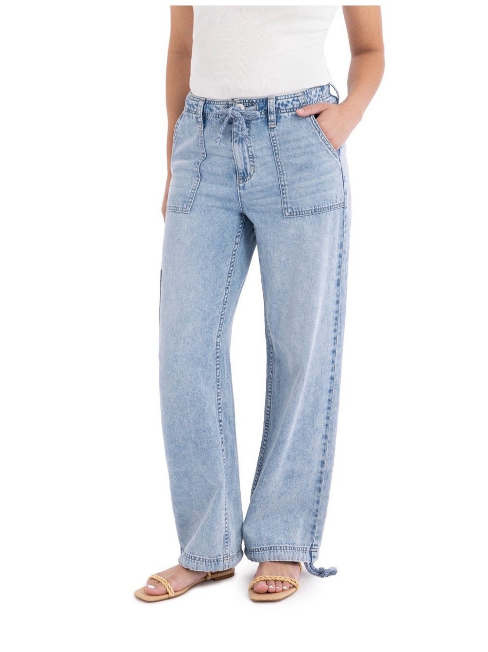 Jordache Women’s Drawstring Cargo Wide Leg, Size 12 Long